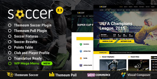 ThemeForest - Soccer v2.2 - Sport WordPress Theme for Football, Sport Club, Sport Team - 11890006