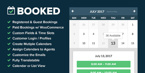 CodeCanyon - Booked v2.0.6 - Appointment Booking for WordPress - 9466968
