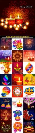 Happy diwali vector greeting card - 25 EPS
