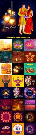Happy diwali vector greeting card # 3