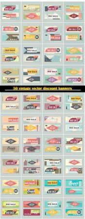 50 vintage vector discount banners