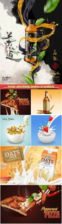 Vector advertising posters of various products