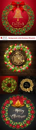 Vectors - Backgrounds with Christmas Wreath 8