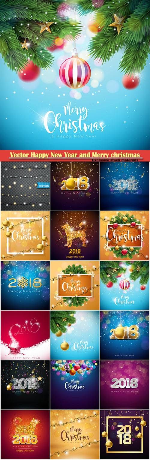 Vector Happy New Year and Merry christmas 2018 illustration
