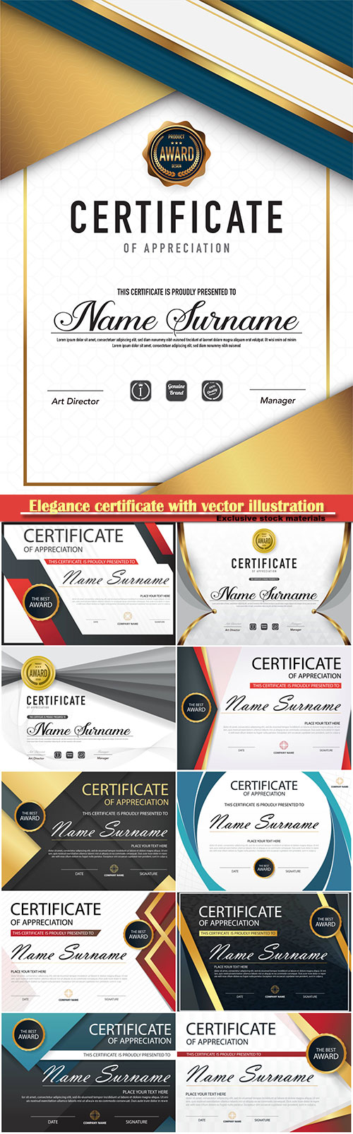 Elegance modern certificate with vector illustration
